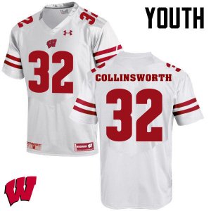 Youth Wisconsin Badgers NCAA #32 Jake Collinsworth White Authentic Under Armour Stitched College Football Jersey LQ31G77WU